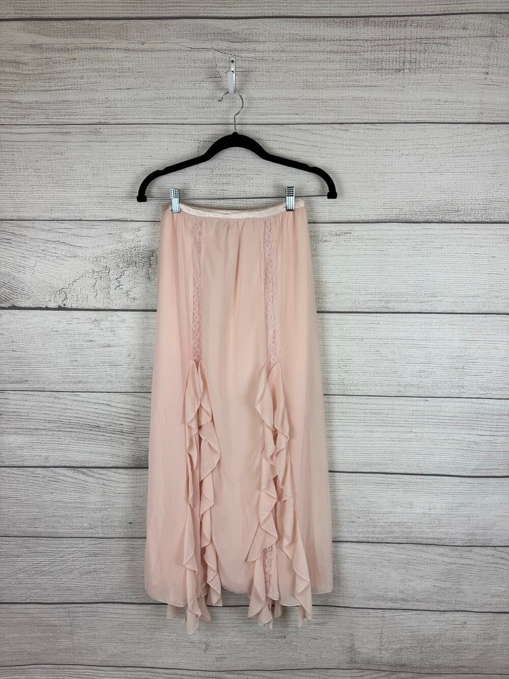 Thirty/Thirty Women's Light Pink Ruffle Lace Maxi Skirt Size Small